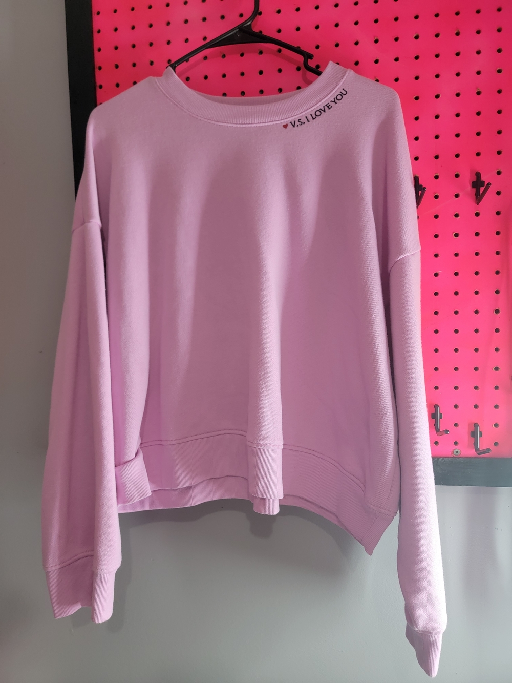 Victoria's Secret Light Pink Crewneck Sweatshirt with Neckline Logo